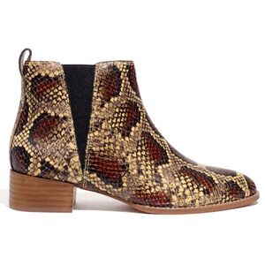Madewell Brown Leather Ankle Boots Booties Size 6.5 Snake Emboss Chelsea Slip On